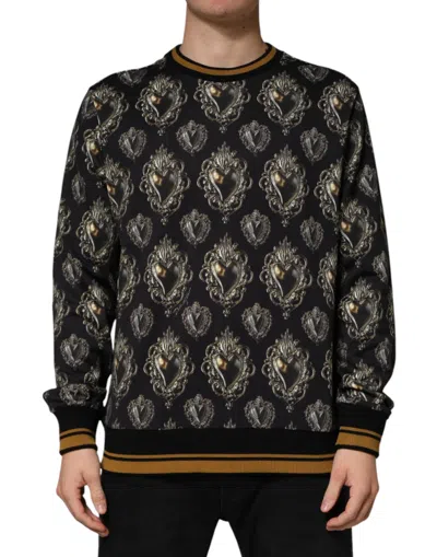Pre-owned Dolce & Gabbana Black Sacred Heart Cotton Sweatshirt Men's Sweater ()