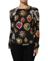 Dolce & Gabbana Black Sacred Heart Print Long Sleeves Top In Black