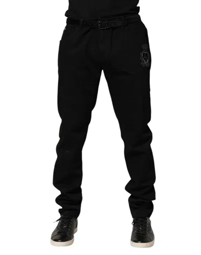 Dolce & Gabbana Black Sacred Heart Skinny Men Denim Jeans