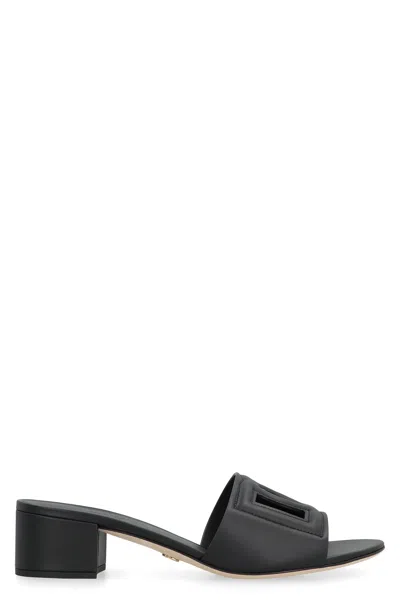 Dolce & Gabbana Dg Cutout Leather Mule Sandals In Black