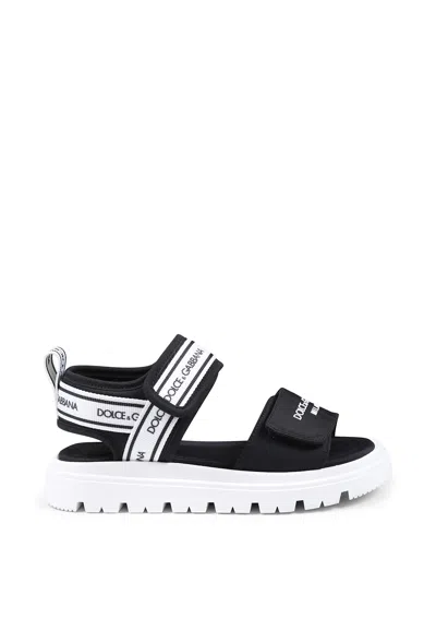 Dolce & Gabbana Black Sandals For Kids With Logo