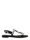 Dolce & Gabbana Black Sandals With Embroidered Stones Decorations In Satin Woman In Black