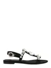Dolce & Gabbana Black Sandals With Embroidered Stones Decorations In Satin Woman In Multicolor
