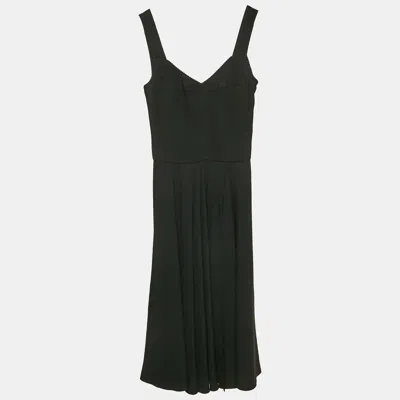 Pre-owned Dolce & Gabbana Black Sateen Bustier Midi Dress S