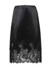 Dolce & Gabbana Women Black Satin And Lace Mid Calf-lenght Skirt In Black