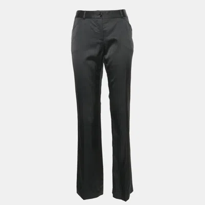 Pre-owned Dolce & Gabbana Black Satin Blend Straight Fit Pants M