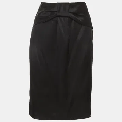 Pre-owned Dolce & Gabbana Black Satin Bow Style Mini Skirt S