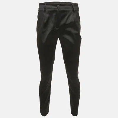 Pre-owned Dolce & Gabbana Black Satin Formal Trousers M