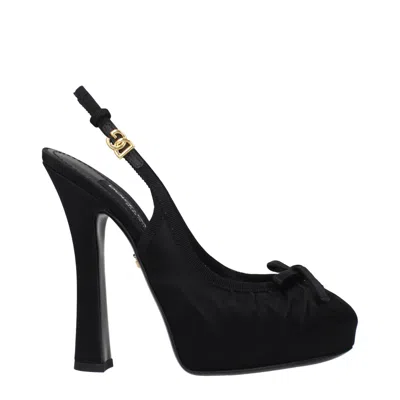 DOLCE & GABBANA DOLCE & GABBANA BLACK SATIN HIGH HEEL WOMEN'S PUMPS