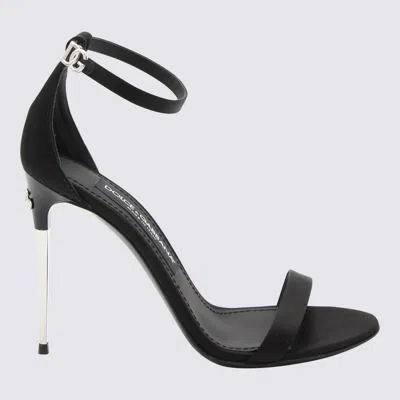 Dolce & Gabbana Black Satin Keira Sandal In Nero