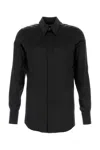 Dolce & Gabbana Silk Chiffon Shirt With Satin Details In Black