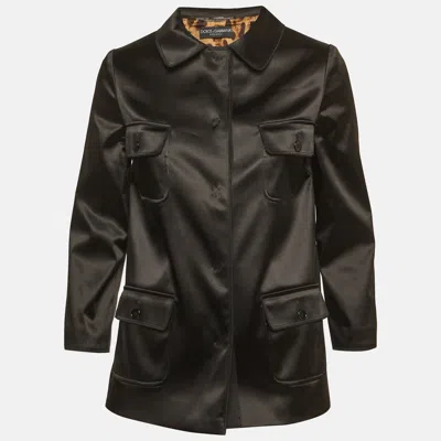 Pre-owned Dolce & Gabbana Black Satin Pocket Detail Jacket S