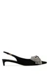 Dolce & Gabbana Satin Sling-back With Rhinestone Embroidery In Black