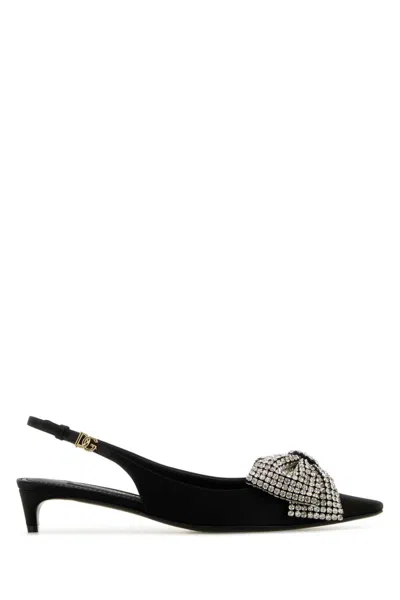 DOLCE & GABBANA BLACK SATIN PUMPS