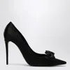 Dolce & Gabbana Satin Pumps With Metal Detail And Bow In Black