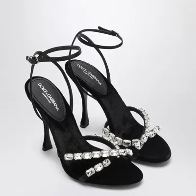 Dolce & Gabbana Black Satin Sandal With Stones