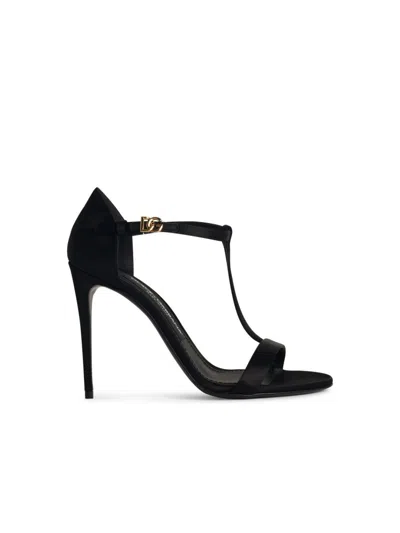DOLCE & GABBANA DOLCE & GABBANA BLACK SATIN SANDALS