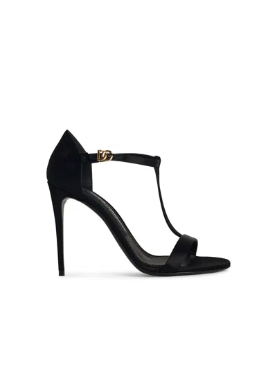 DOLCE & GABBANA DOLCE & GABBANA BLACK SATIN SANDALS