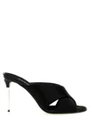Dolce & Gabbana Solid Color Satin Sandals With Silver-tone Dg Monogram Heel