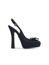 Dolce & Gabbana Satin Slingback Platform Shoes In Black