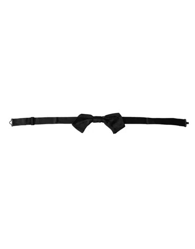 DOLCE & GABBANA DOLCE & GABBANA BLACK SATIN SILK ADJUSTABLE NECK MEN BOW MEN'S TIE