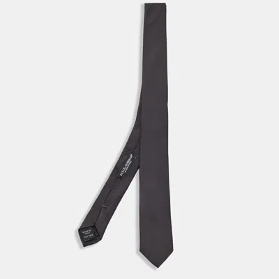 Pre-owned Dolce & Gabbana Black Satin Silk Skinny Tie