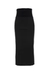 Dolce & Gabbana High Waist Midi Length Skirt With Back Slit In Black