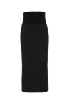 Dolce & Gabbana High Waist Midi Length Skirt With Back Slit In Black