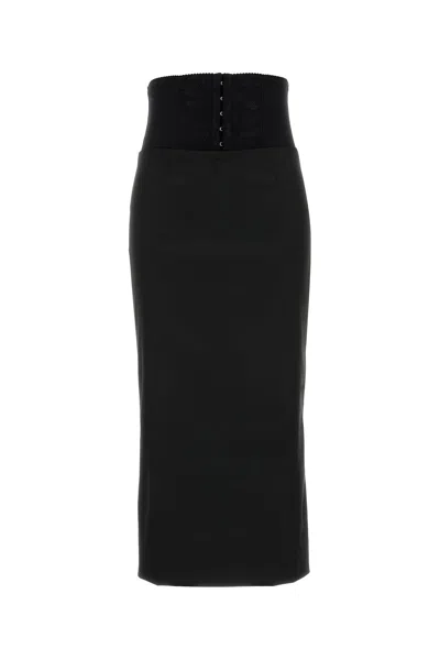DOLCE & GABBANA GONNA IN RASO NERO DONNA