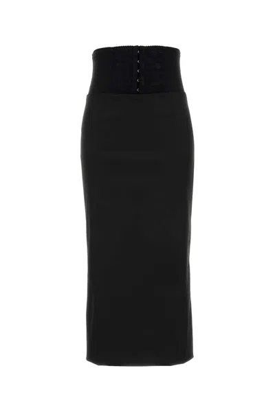 Dolce & Gabbana Black Satin Skirt
