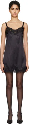 Dolce & Gabbana Black Satin Slip Dress In N0000 Nero