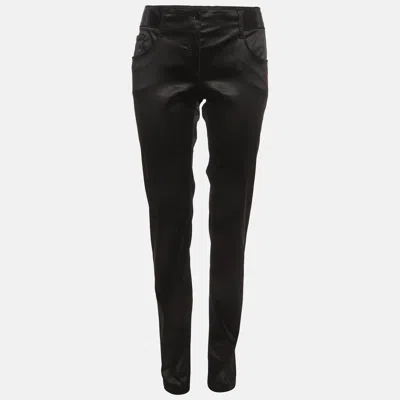 Pre-owned Dolce & Gabbana Black Satin Straight Leg Pants M