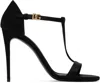 Dolce & Gabbana T-strap Sandals With Heel And Iconic Branding In 80999 Nero