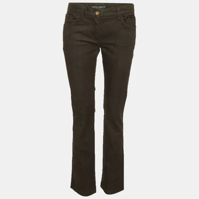 Pre-owned Dolce & Gabbana Black Satin Trim Denim Slim Fit Jeans M/waist 32"