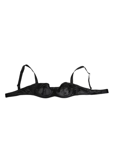 Dolce & Gabbana Black Satin Underwire Bra Lingerie It2 Women's Underwear