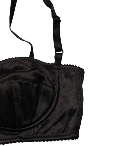 Dolce & Gabbana Black Semi-pad Underwire Balconette Bra Underwear Elastane Silk Clothing