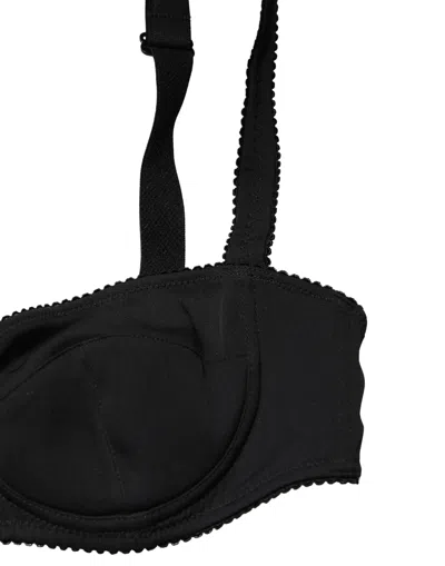 Dolce & Gabbana Black Semi-pad Underwire Balconette Bra Underwear Elastane Silk Clothing