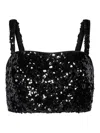 Dolce & Gabbana Black Sequin Cropped Top In Black