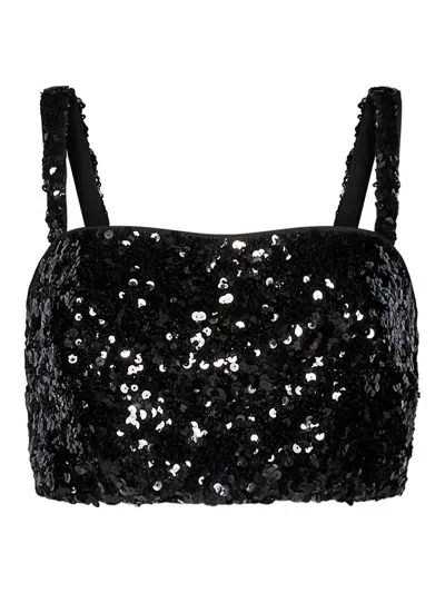 Dolce & Gabbana Black Sequin Cropped Top