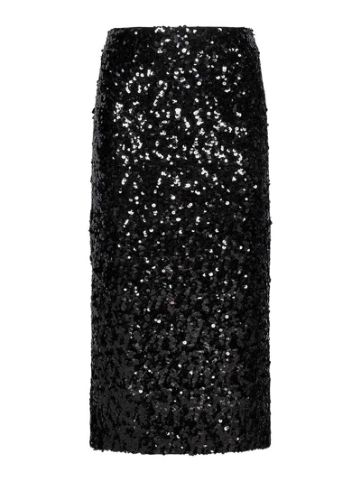 Dolce & Gabbana Black Sequin Pencil Midi Skirt