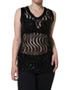 Dolce & Gabbana Black Sequin Sleeveless Tank Blouse Top In Black