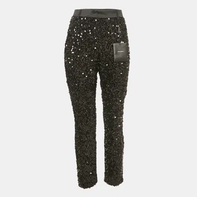 Pre-owned Dolce & Gabbana Black Sequin Trousers M