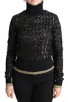 Dolce & Gabbana Black Sequined Knitted Turtle Neck Women's Sweater In Black