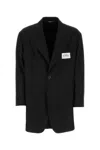Dolce & Gabbana Shantung Oversize Blazer Peak Lapels In Nero