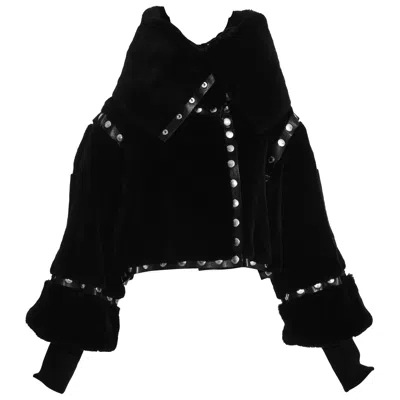 Pre-owned Dolce & Gabbana Black Sheared Fur And Leather Snap Fastening Jacket, Fw 2003