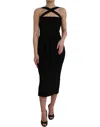 Dolce & Gabbana Elegant Black Sheath Halter Midi Dress