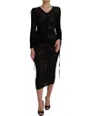 Dolce & Gabbana Black Viscose Bodycon Sheath Midi Dress