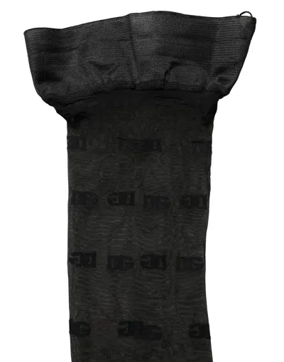 Dolce & Gabbana Black Sheer Logo Monogram Tights Stockings Socks