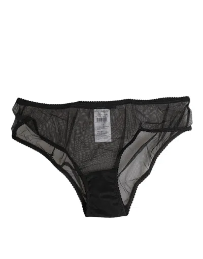 Dolce & Gabbana Black Sheer Mesh Lace Polka Dot Logo Underwear In Green