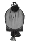 DOLCE & GABBANA BLACK SHEER SILK CHIFFON TOP WITH FLOWER ON NECK